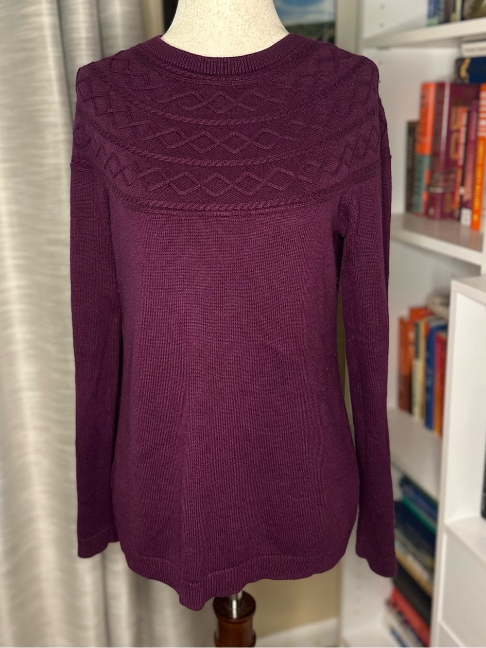 Talbots Plum Cable Yoke Sweater